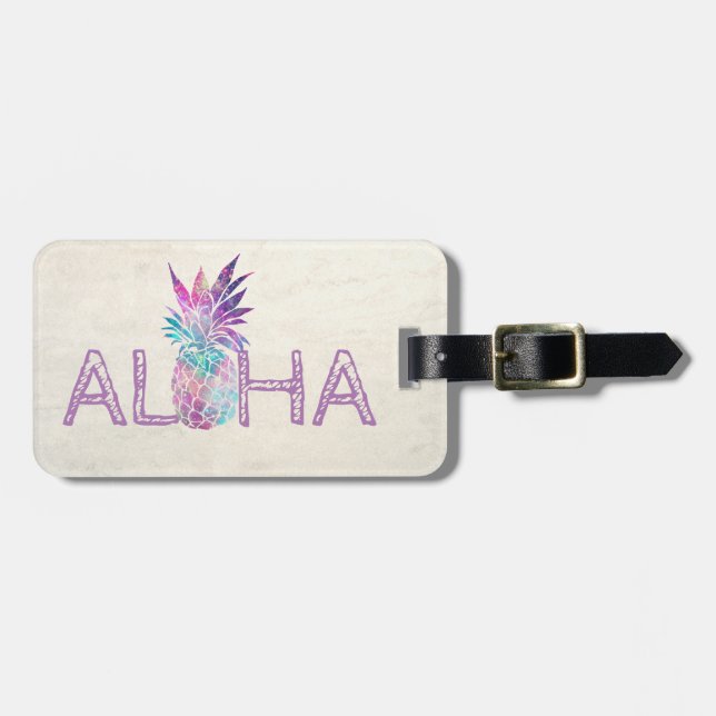 Etiqueta Para Maletas Aloha Hawaiian Pineapple Personalizado (Frente Horizontal)