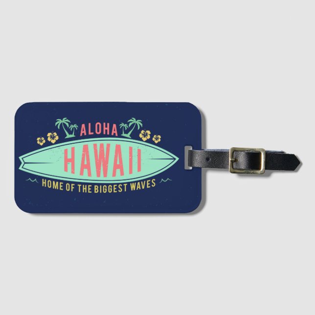 Etiqueta Para Maletas Aloha Hawaiian Surfer (Anverso horizontal)