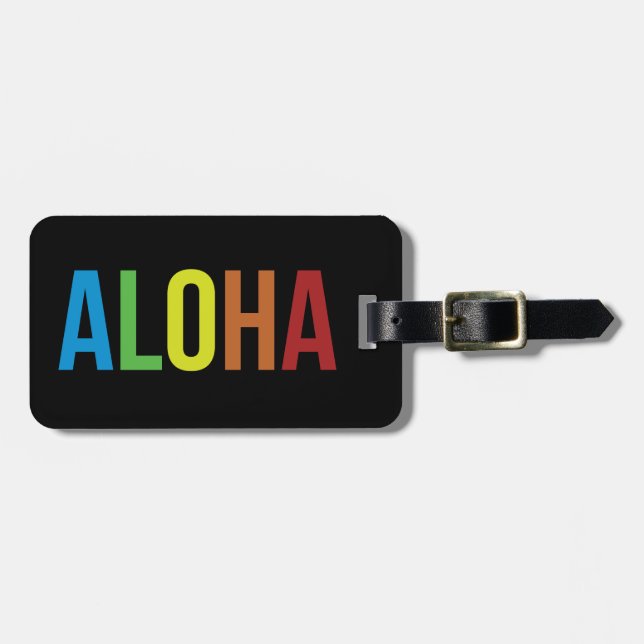 Etiqueta Para Maletas Aloha Rainbow Black (Frente Horizontal)