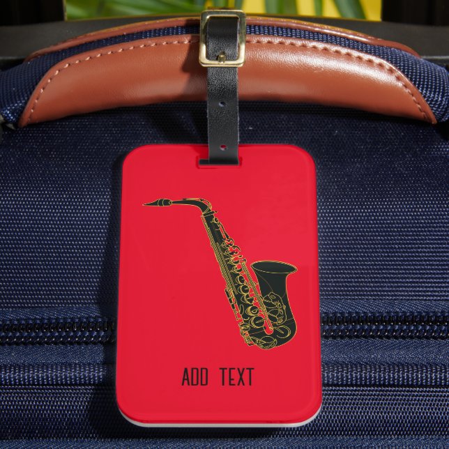 Etiqueta Para Maletas Alto Saxofón en Red Personalizable (Anverso In situ 2)
