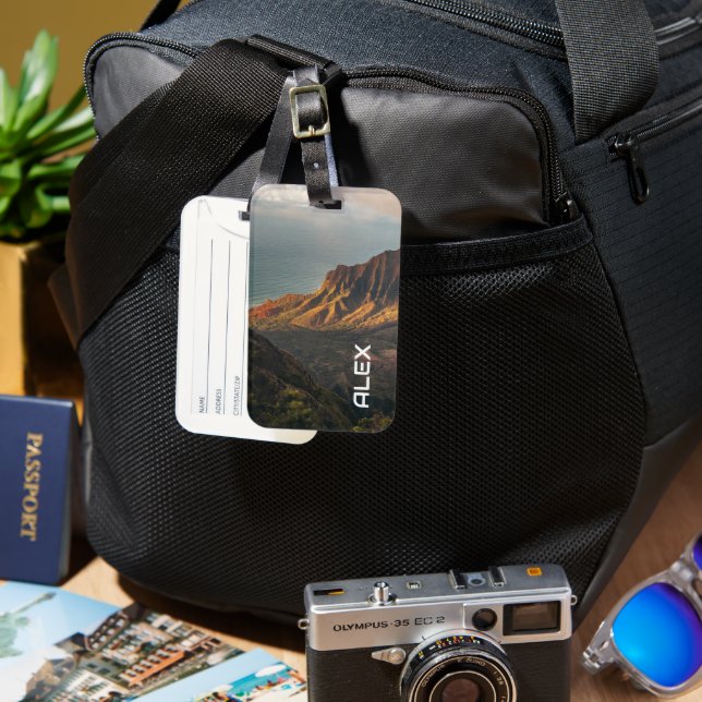 Etiqueta Para Maletas Alumbramiento del acantilado costero - Dramático p (Anverso & Reverso)