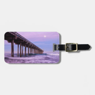 Etiqueta Para Maletas Amanecer púrpura sobre el muelle, California