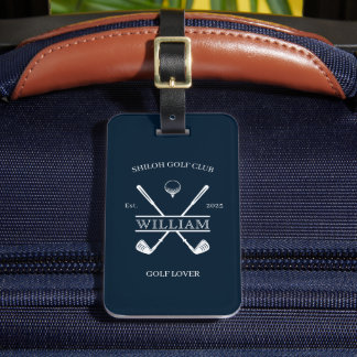 Etiqueta Para Maletas Amante del Golf Cruz Club Azul Oscuro