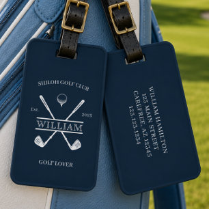 Etiqueta Para Maletas Amante del Golf Cruz Club Azul Oscuro
