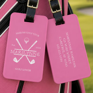Etiqueta Para Maletas Amante del Golf Cruz Club Rosa
