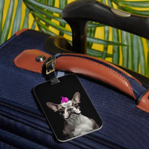 Etiqueta Para Maletas Amante del Rock Punk Boston Terrier Mohawk Rosa Mú