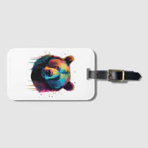 Etiqueta Para Maletas Amantes de osos grizzly Pop Art Gran oso grizzly
