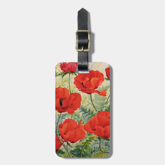 Etiqueta Para Maletas Amapolas rojas grandes (Frente Vertical)