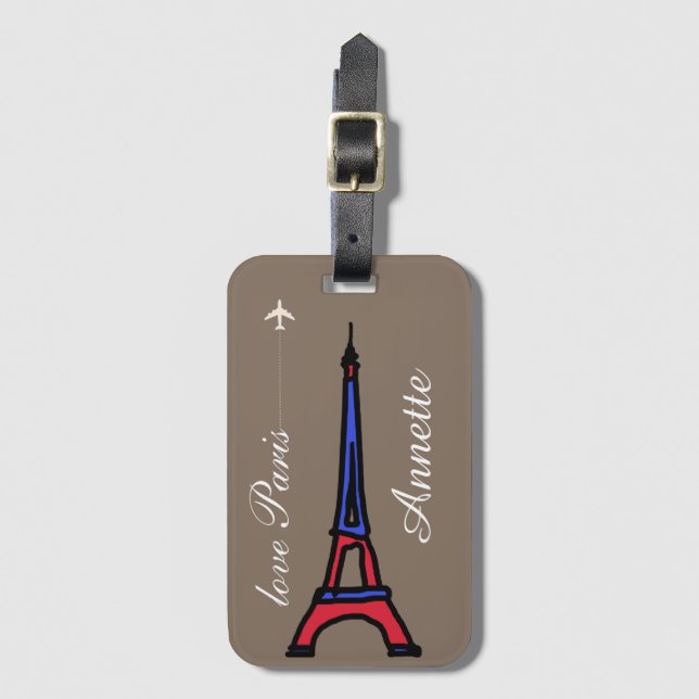 Etiqueta Para Maletas amar París (Anverso vertical)