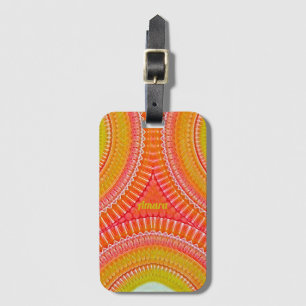 Etiqueta Para Maletas AMARA ~ Diseño Naranja, rojo, amarillo, rosa y bla