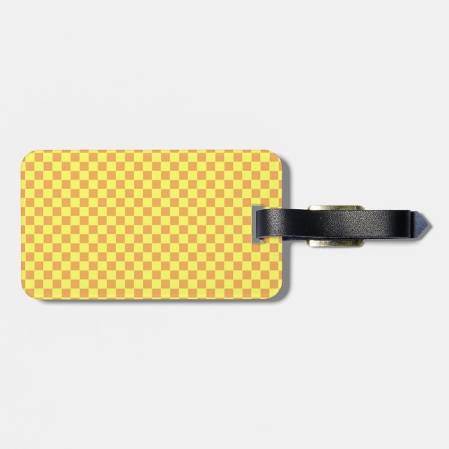 Etiqueta Para Maletas amarillo a cuadros (Atrás Horizontal)
