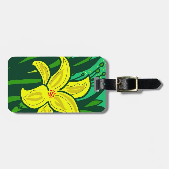 Etiqueta Para Maletas Amarillo flor (Frente Horizontal)