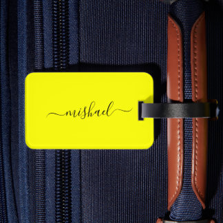 Etiqueta Para Maletas Amarillo neón, tipografía, personalización