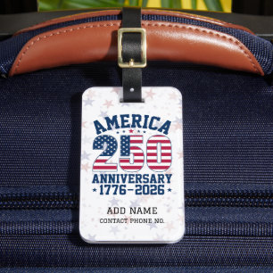 Etiqueta Para Maletas América 250 Aniversario Rojo y Azul Personalizado