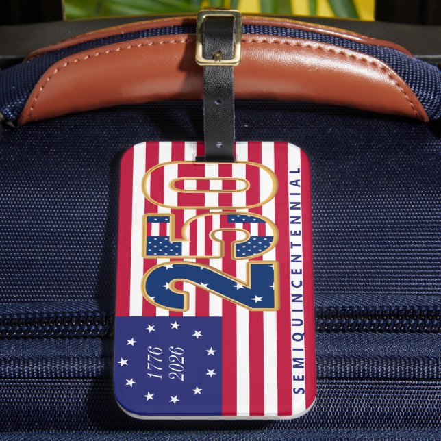 Etiqueta Para Maletas America 250th Semiquincentennial 1776 2026 Us Flag (Anverso In situ 2)