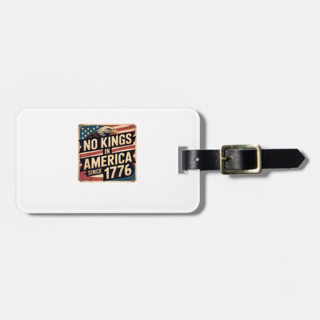 Etiqueta Para Maletas America Flag  Decor No Kings In America Since 1776 (Frente Horizontal)