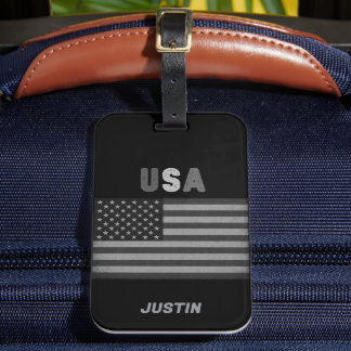 Etiqueta Para Maletas American Flag Custom Name