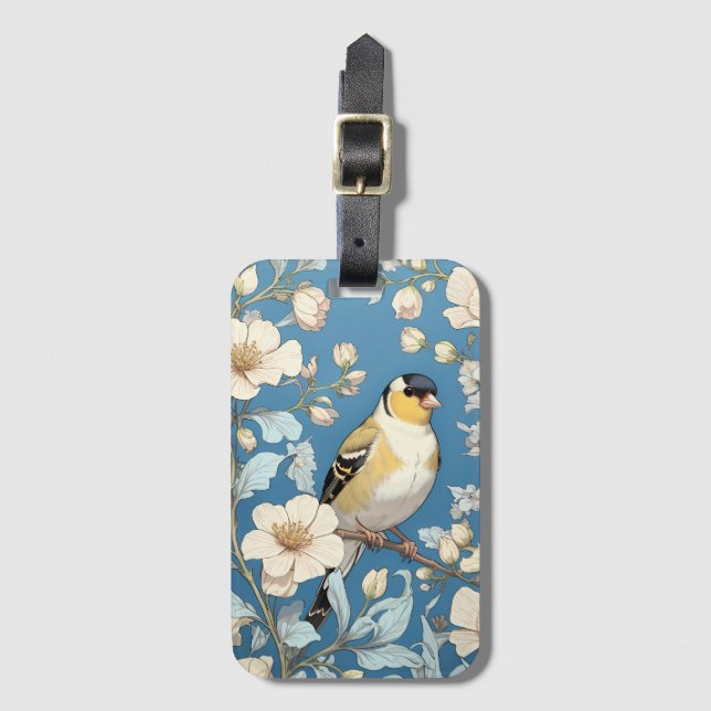 Etiqueta Para Maletas American Goldfinch William Morris Inspired (Anverso vertical)