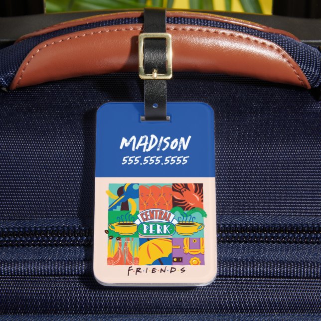 Etiqueta Para Maletas AMIGOS™ | Gráfico vibrante de Perk central (Anverso In situ 2)