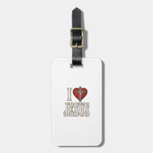 Etiqueta Para Maletas Amo a Jesús Grabado Vintage Diseño de Camiseta de 