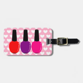 Etiqueta Para Maletas Amo arte púrpura rosado rojo del esmalte de uñas