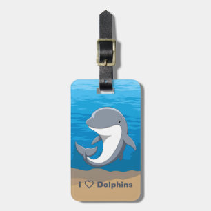 Etiqueta Para Maletas Amo el Bottlenose lindo de los delfínes