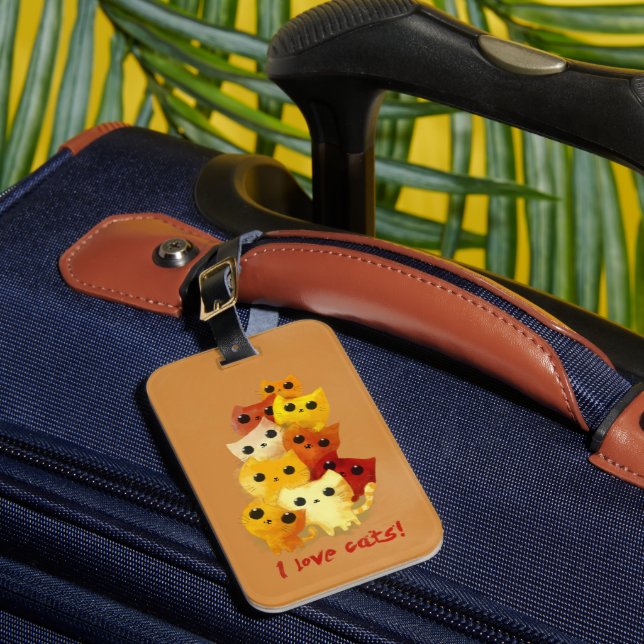 Etiqueta Para Maletas Amo gatos (Anverso In situ 1)