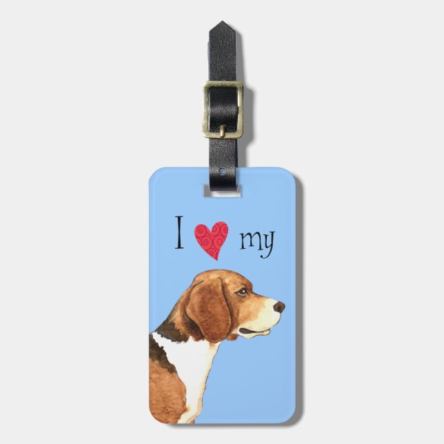Etiqueta Para Maletas Amo mi beagle (Frente Vertical)