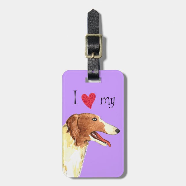Etiqueta Para Maletas Amo mi Borzoi (Frente Vertical)