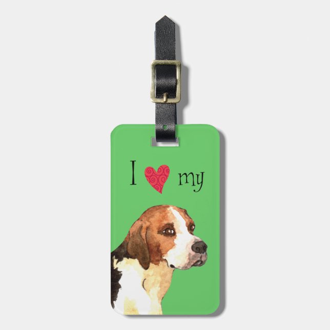 Etiqueta Para Maletas Amo mi Foxhound inglés (Frente Vertical)
