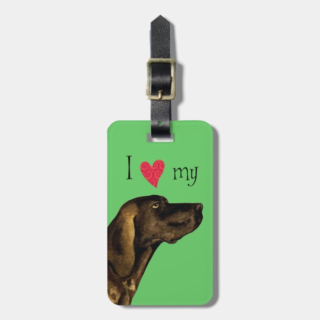 Etiqueta Para Maletas Amo mi Hound de lott (Frente Vertical)