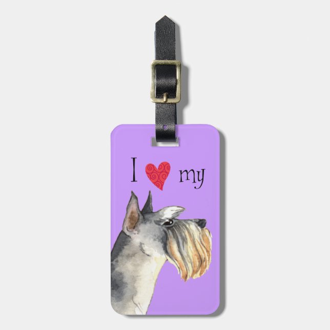 Etiqueta Para Maletas Amo mi Schnauzer miniatura (Frente Vertical)