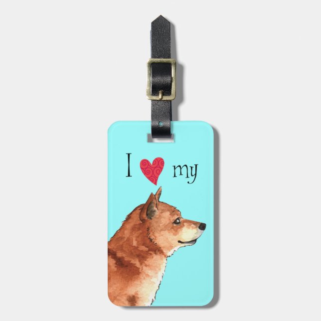 Etiqueta Para Maletas Amo mi Shiba Inu (Frente Vertical)