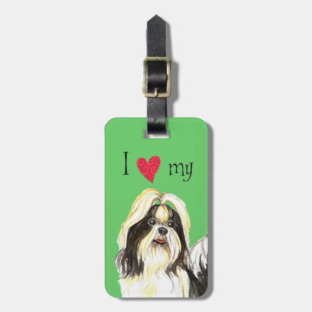 Etiqueta Para Maletas Amo mi Shih Tzu (Frente Vertical)