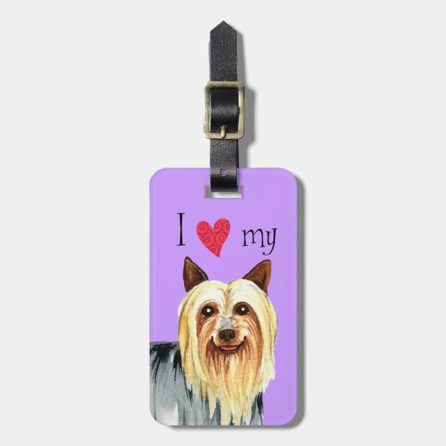 Etiqueta Para Maletas Amo mi Silky Terrier (Frente Vertical)