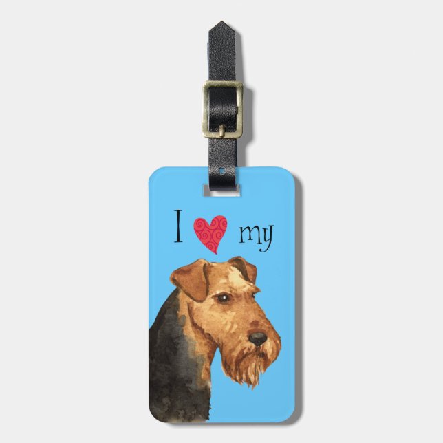 Etiqueta Para Maletas Amo mi Terrier galés (Frente Vertical)