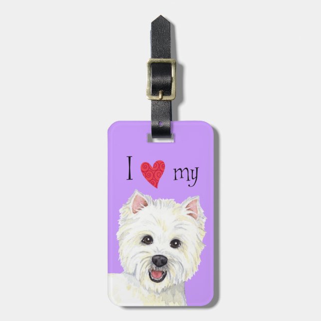 Etiqueta Para Maletas Amo mi Westie (Frente Vertical)
