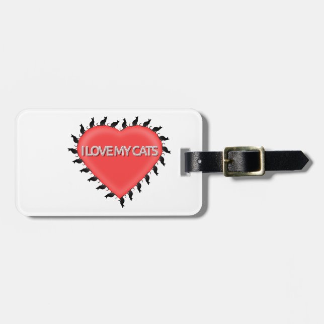 Etiqueta Para Maletas Amo Mis Gatos (Frente Horizontal)