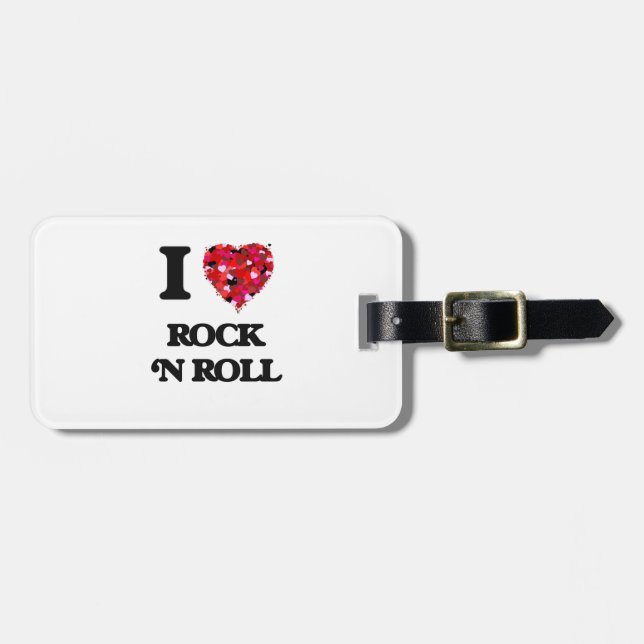Etiqueta Para Maletas Amo rock-and-roll (Frente Horizontal)