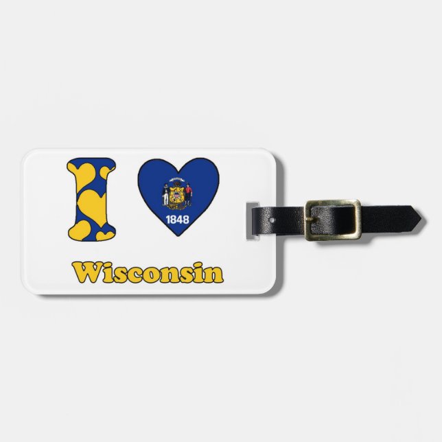 Etiqueta Para Maletas Amo Wisconsin (Frente Horizontal)