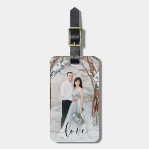 Etiqueta Para Maletas Amor delicado el   su foto y capa de la caligrafía