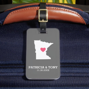 Etiqueta Para Maletas Amor por Minnesota como estado natal con corazón o