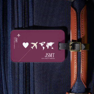 Etiqueta Para Maletas Amor por viajar el mundo borgoñoso