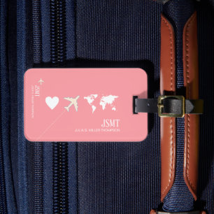 Etiqueta Para Maletas Amor por viajar el rosa femenino del mundo