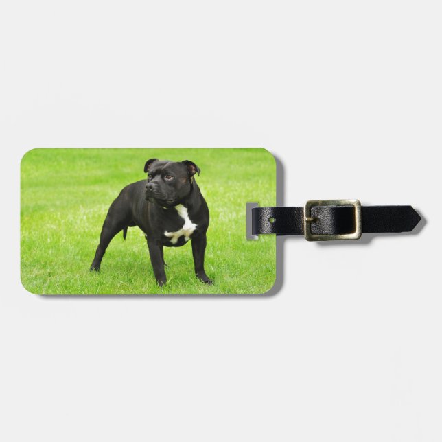 Etiqueta Para Maletas Amstaff negro (Frente Horizontal)