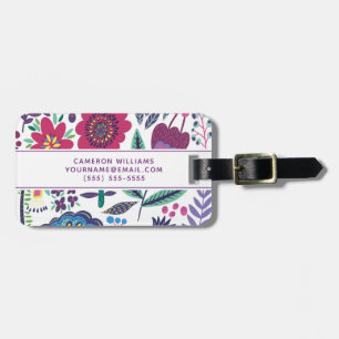 Etiqueta Para Maletas Añada su estampado de flores el   magenta conocido