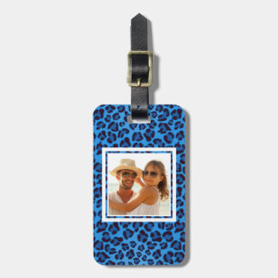Etiqueta Para Maletas Añada su textura azul del leopardo de la foto el  