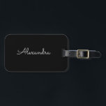 Etiqueta Para Maletas Añadir nombre Negro personalizado simple<br><div class="desc">Haga clic en "Personalizar" para personalizar el texto y/o cambiar el color de fondo. ¡Hace un gran regalo de vacaciones para una muchacha que ama la magia de los unicornios! Llenador de existencias de Guay,  regalo de cumpleaños o regalo de vacaciones.</div>