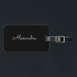 Etiqueta Para Maletas Añadir nombre Negro personalizado simple<br><div class="desc">Haga clic en "Personalizar" para personalizar el texto y/o cambiar el color de fondo. ¡Hace un gran regalo de vacaciones para una muchacha que ama la magia de los unicornios! Llenador de existencias de Guay,  regalo de cumpleaños o regalo de vacaciones.</div>