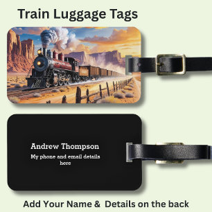 Etiqueta Para Maletas Añadir nombre y detalles - Tren de vapor en el des